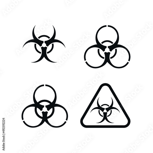 Set of biohazard icons,  isolated on white background. Symbols of biological danger.