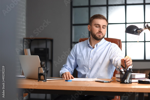 Male notary public working ...