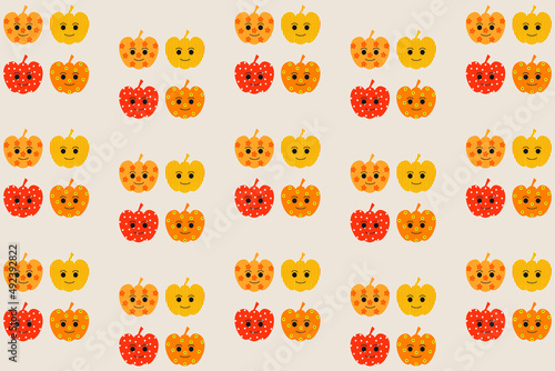 Vector pattern background with pumpkins cartoon