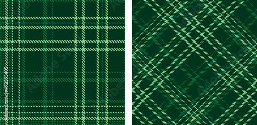 Set seamless green plaid background.