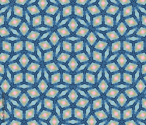 Fotografie Geometric blue rhombus pattern