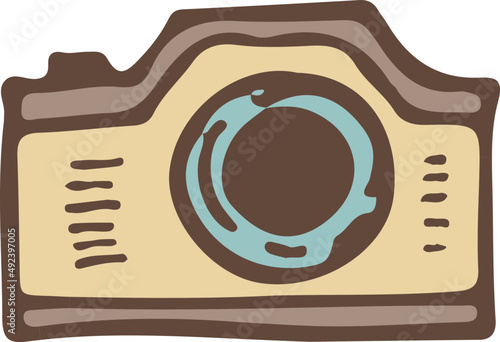 Hand-drawn camera illustration, Travel element, Adventure theme