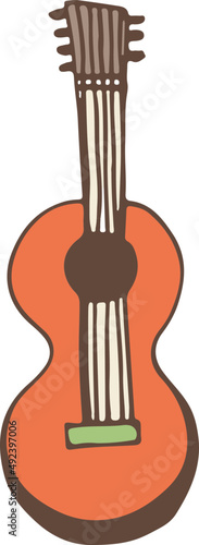 Hand-drawn guitar illustration, Travel element, Adventure theme