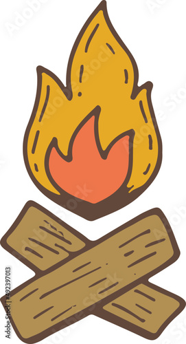 Hand-drawn fire illustration, Travel element, Adventure theme