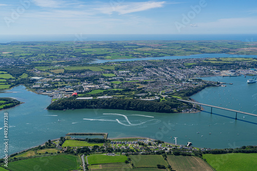 Aerial Views of Pembroke Dock and And Oil and Gas terminals at Milford Haven, Wales, UK