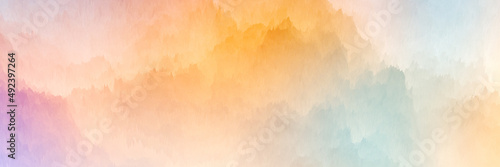 Photography Pastel colorful orange and blue panoramic abstract cloudy misty sunrise or sunse