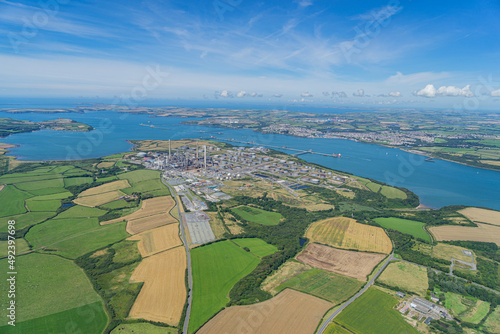 Aerial Views of Pembroke Dock and And Oil and Gas terminals at Milford Haven, Wales, UK photo