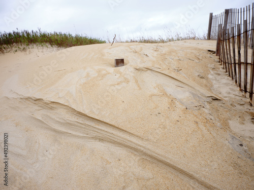 Patterns in the sand on an Outer Banks beach caused by strong winds