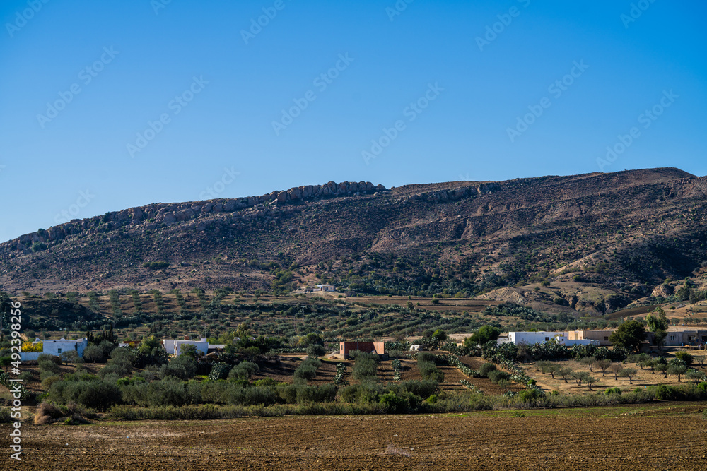 Naklejka premium view of Zaghouan mountain in north Tunisia -Zaghouan governorate - Tunisia