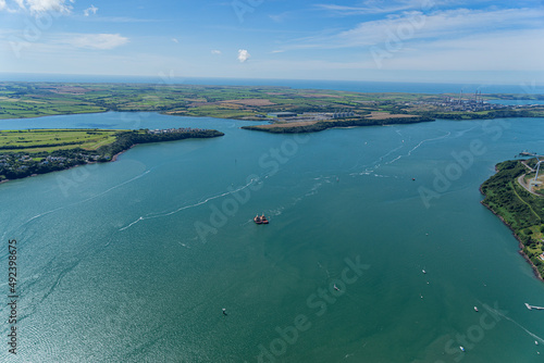 Aerial Views of Pembroke Dock and And Oil and Gas terminals at Milford Haven, Wales, UK