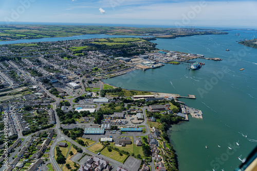 Bilde på lerret Aerial Views of Pembroke Dock and And Oil and Gas terminals at Milford Haven, Wa