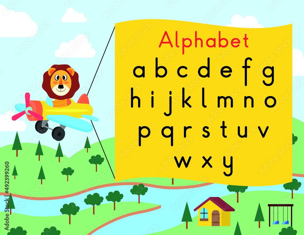 Fototapeta premium Cute lion and English lowercase letters