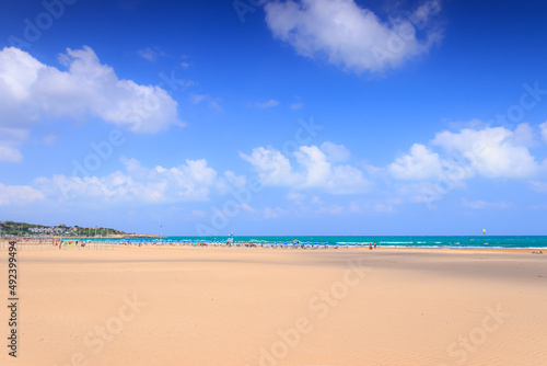 The most beautiful beaches of Puglia, Italy: San Lorenzo Beach in Vieste. Gargano coast: Bay of Vieste, (Apulia) Italy.