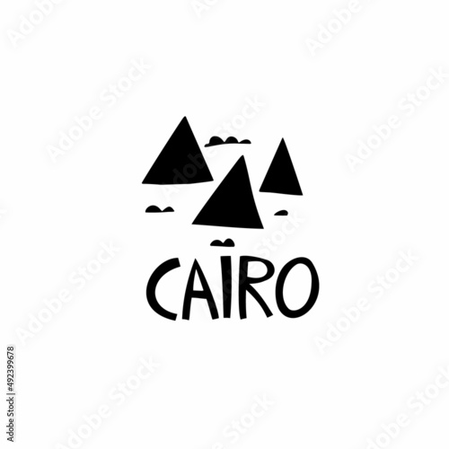 Vector hand drawn symbol of Egypt. Travel illustration of Arab Republic of Egypt signs. Hand drawn lettering illustration. Ancient Egyptian landmark logo