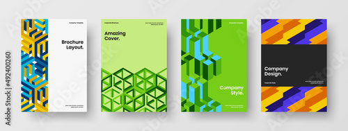 Minimalistic company cover design vector layout collection. Abstract mosaic shapes brochure concept bundle.