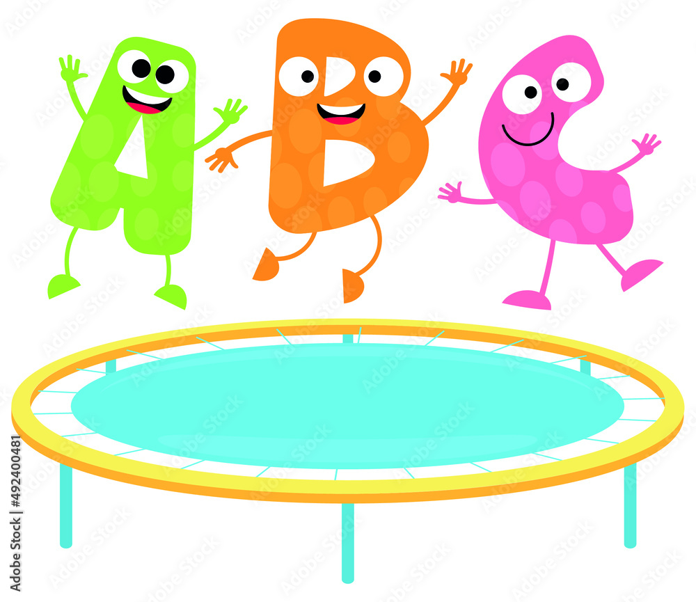 Obraz premium Cute letters bouncing on the trampoline