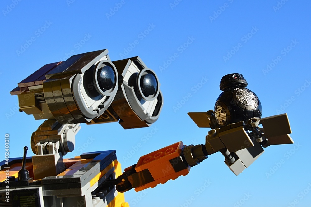 LEGO Wall-E robot model from Disney Pixar movie holding small