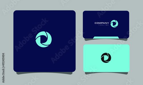 D Circle Camera Minimalist Logo with Businesscard Design