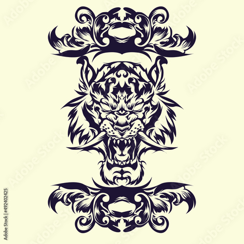 tiger head line art