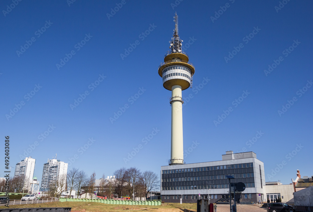 Obraz premium Radar tower in the city center of Bremerhaven, Germany