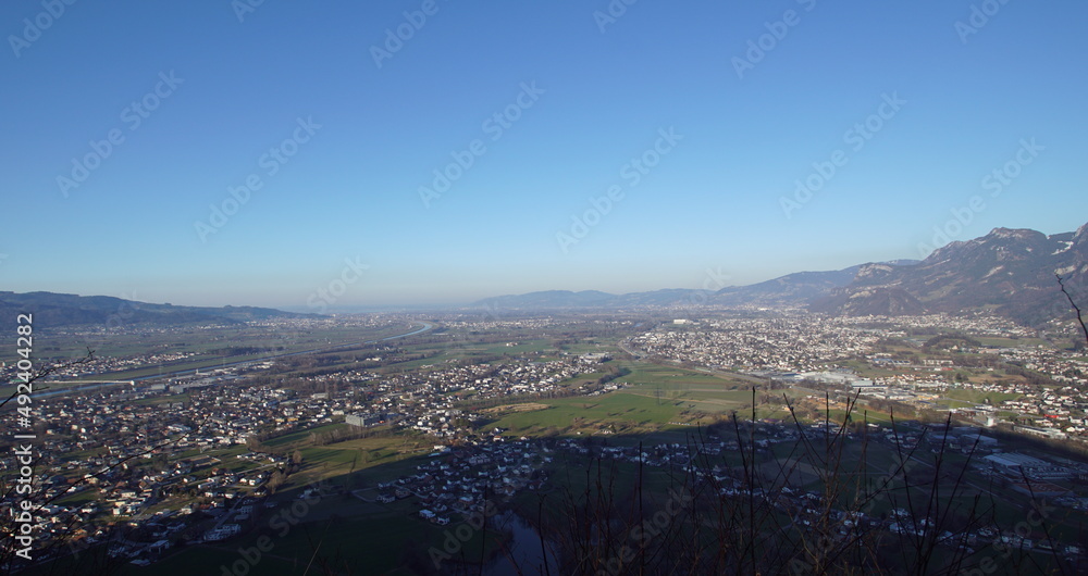 View over the Rhine Valley (Rheintal) in Vorarberg from 
