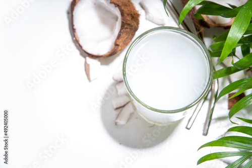 Fresh coconut water in a glass