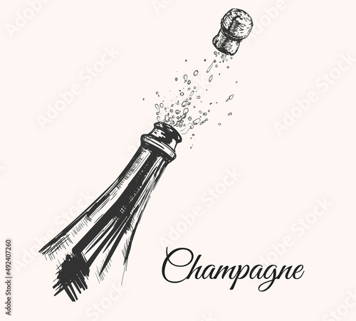 Fotografija Hand drawn Illustration of Champagne explosion