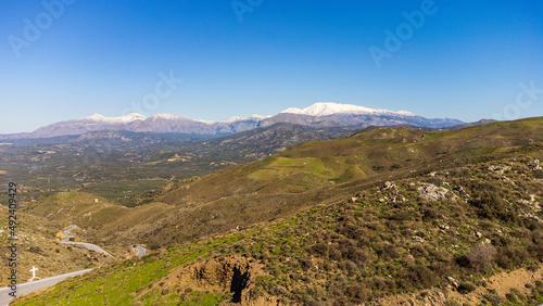 Beautiful landscape with snowy mountain in Crete, Greece