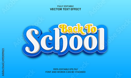 Back to school editable 3d text effect style for kids