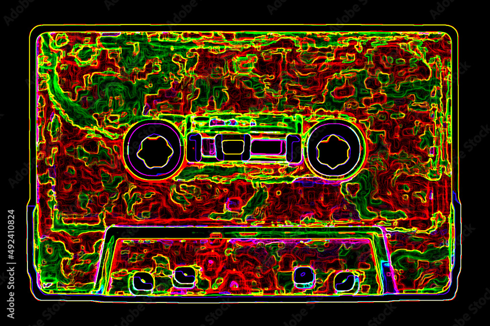 Vintage 1980s colorful Cassette tape