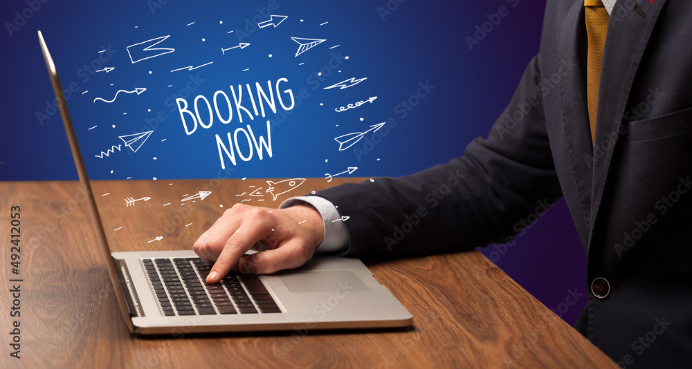 Businessman working on laptop, e-commerce concept Businessman working on laptop, e-commerce concept