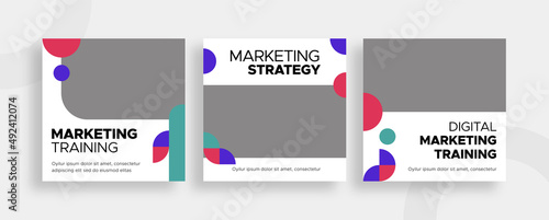 Set of editable templates for Instagram post, Facebook square, corporate, advertisement, marketing, business, fresh design with white colour and minimalist vectors (2/3)