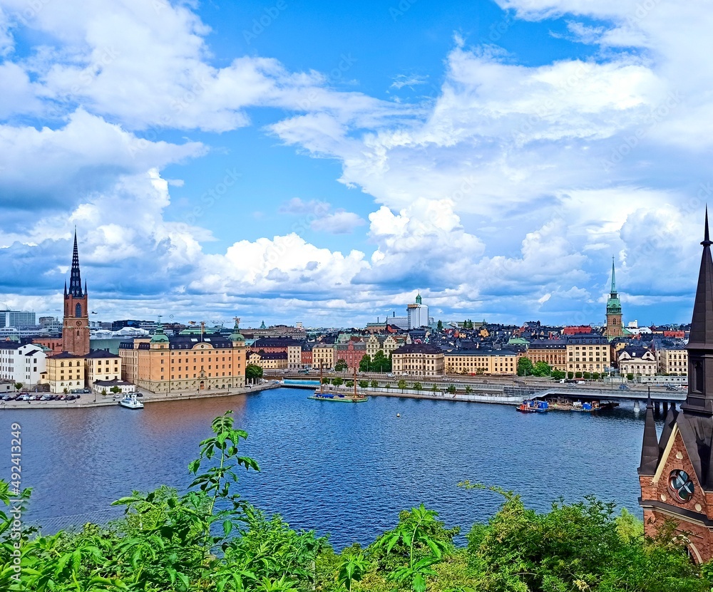 Panorama of Stockholm with clouds in summer