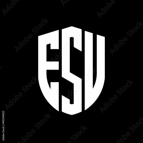 ESV letter logo design. ESV modern letter logo with black background. ESV creative  letter logo. simple and modern letter logo. vector logo modern alphabet font overlap style. Initial letters ESV  photo