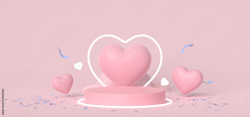 Product Display, Heart, 3d rendering.