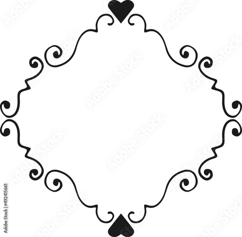 Sketch element for text, Abstract frame with hearts