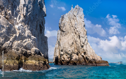 Mexico  Los Cabos  boat tours to tourist destination Arch of Cabo San Lucas  El Arco and beaches.