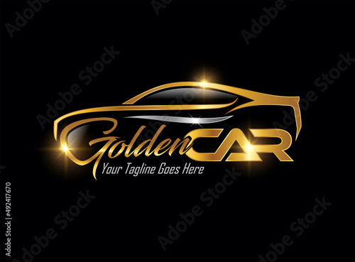 Golden Luxury car Logo Sign