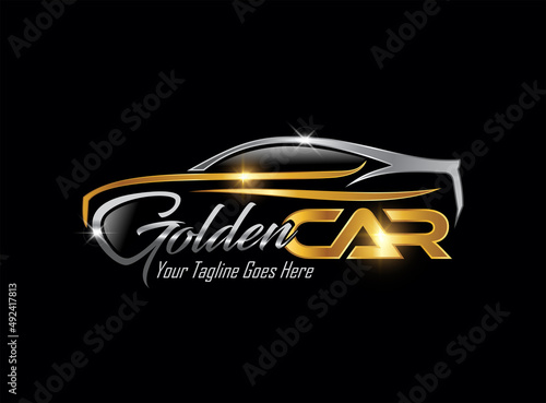 Golden Luxury car Logo Sign