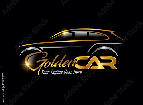 Golden Luxury car Logo Sign