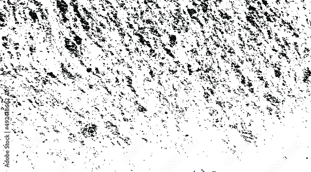 Fototapeta premium Monochrome texture composed of irregular graphic elements. Distressed uneven grunge background. Abstract vector illustration. Overlay for interesting effect and depth. Isolated on white background.