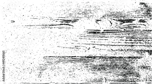 Monochrome texture composed of irregular graphic elements. Distressed uneven grunge background. Abstract vector illustration. Overlay for interesting effect and depth. Isolated on white background.