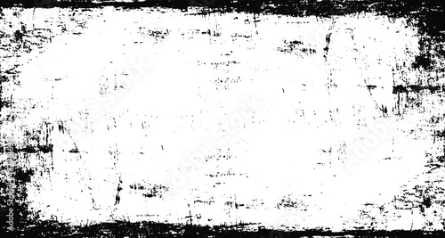 Monochrome texture composed of irregular graphic elements. Distressed uneven grunge background. Abstract vector illustration. Overlay for interesting effect and depth. Isolated on white background.