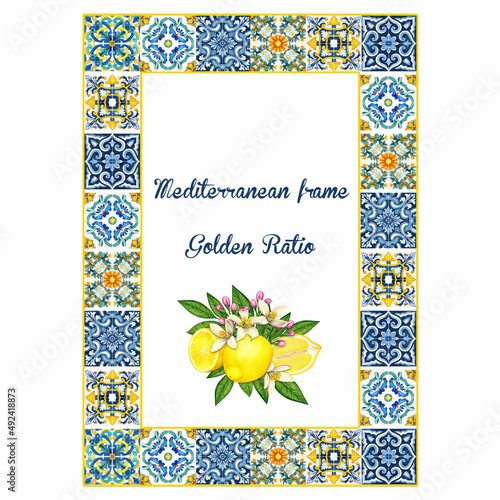 frame with mediterranean tiles