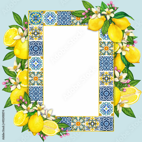 frame with fruits