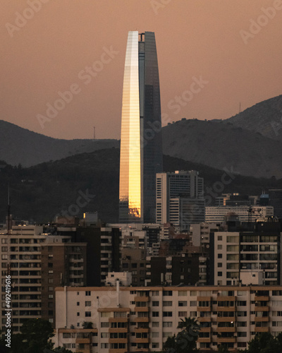 Tallest building in Santiago, Chile. Costanera Center is a skyscrapper at the heart of the city. photo