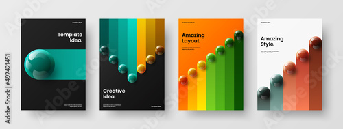 Amazing corporate identity vector design layout bundle. Isolated 3D balls company cover illustration collection.