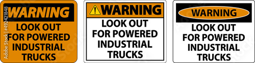 Warning Look Out For Trucks Sign On White Background