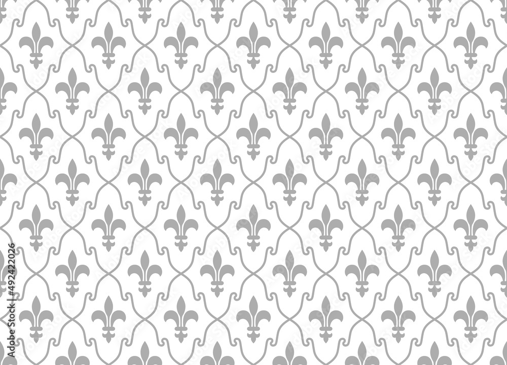 Flower geometric pattern. Seamless vector background. White and gray ornament. Ornament for fabric, wallpaper, packaging. Decorative print. Flower geometric pattern. Seamless vector background. White and gray ornament. Ornament for fabric, wallpaper, packaging. Decorative print.