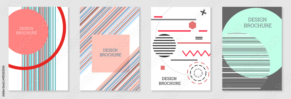 Set of cover design in Memphis style. Geometric design, abstract background. Fashionable bright cover, banner, poster, booklet. Creative colors. Set of cover design in Memphis style. Geometric design, abstract background. Fashionable bright cover, banner, poster, booklet. Creative colors.